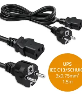 Qoltec Power кабел SCHUKO CEE IEC C13 3×0.75mm2 1.5m