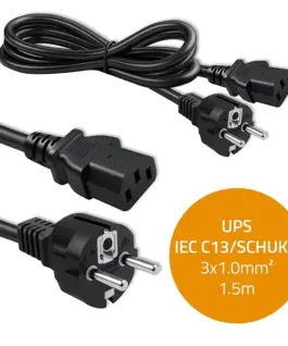 Qoltec Power кабел SCHUKO CEE IEC C13 3×1.0mm2 1.5m