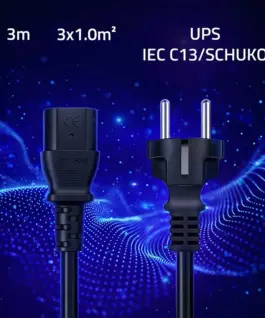 Alternative view of Qoltec Power кабел SCHUKO CEE IEC C13 3x1mm2 3m