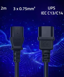 Alternative view of Qoltec Power кабел IEC C13 C14 3x0.75mm2 Pure copper 2