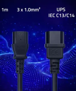 Alternative view of Qoltec Power кабел IEC C13 C14 3x1.0mm2 Pure copper 1m