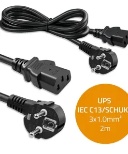 Qoltec Power кабел SCHUKO CEE angled plug IEC C13 2m
