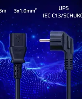 Alternative view of Qoltec Power кабел SCHUKO CEE angled plug IEC C13 3m