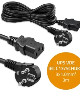 Qoltec Power кабел SCHUKO CEE angled plug IEC C13 3m