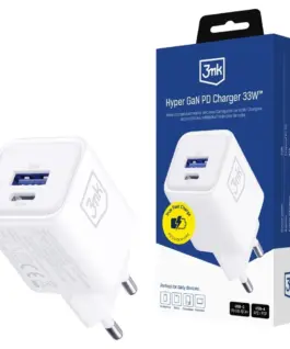 3MK зарядно GaN 33W QC4+ PPS AFC FCP SCP бял