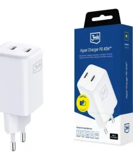 3MK зарядно GaN 45W QC4+ PPS 2C PD бял