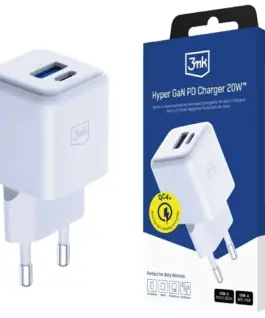3MK зарядно GaN 20W PD QC4+ 1xUSB-A 1xUSB-C бял