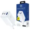 3MK зарядно GaN 65W QC4+ 1xUSB-A 2xUSB-C бял