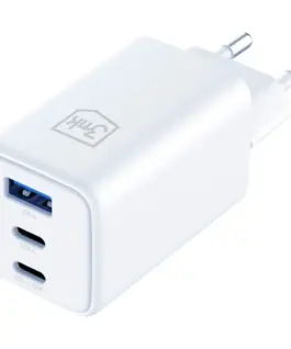 3MK зарядно GaN 65W QC4+ 1xUSB-A 2xUSB-C бял