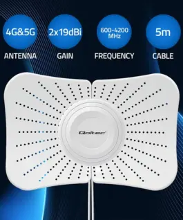 Qoltec 4G 5G LTE antenna 2x19dBi N Female 5m