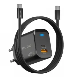 BLOW мрежово зарядно USB-A USB-C PD 45W + кабел