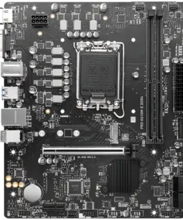 Alternative view of Дънна платка MSI PRO H610M-E DDR4, Micro-ATX, Socket 1700, Dual Channel DDR4 3200(OC)MHz, 1x PCIe x16 slots, 1x M.2 slots, 1x HDMI, 1 x VGA, 2x USB 3.2 Gen 1, 4x USB 2.0, 3Y