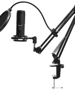 Alternative view of Геймърски микрофон LORGAR Voicer 931, Gaming Microphone, Black, USB condenser microphone with boom arm stand, pop filter, tripod stand. including 1* microphone, 1*Boom Arm Stand with C-clamp, 1*shock mount, 1*pop filter, 1*windscreen cap, 1*2.5m type