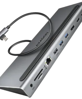 USB хъб Axagon Multiport USB-C 5Gbps TRIPLE 4K DISPLAY hub HMC-4KX3