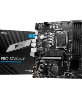 Дънна платка MSI PRO B760M-P mATX LGA 1700 Dual Channel DDR5 6800 1x PCIe x16 slots 2x M.2 slots 1x HDMI 1x DP 1x VGA 1x
