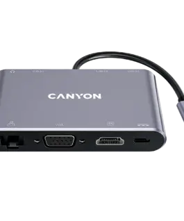 USB хъб CANYON hub DS-14 8in1 4k USB-C Dark Grey