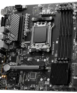 Alternative view of Дънна платка MSI PRO B650M-P,ATX, Socket AM5,AMD B650, 4xDDR5, Dual Channel DDR5 up to 7200+(OC)MHz,1x PCIe 4.0/3.0 x16 slot,2x M.2 slots,2x USB 3.2 Gen 2 (1x Type-C),2x USB 3.2 Gen 1,4x USB 2.0,1x HDMI,1x DP,2.5G LAN,7.1 Audio,3y warranty