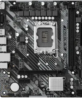 Alternative view of Дънна платка ASROCK Main Board Desktop H610M-HDV/M.2 (S1700, 2x DDR4, 1x PCIe 4.0 x16, 1x PCIe 3.0 x1, 4x SATA3 6.0Gb/s, 1x m.2 PCIe, 4x USB 3.2, 6x USB 2.0, 1x Com port header, 1x VGA, 1x HDMI, 1x DP 1.4, 1x GLAN, mATX) Retail