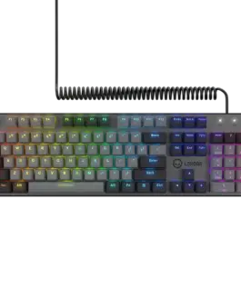 Alternative view of Геймърска клавиатура LORGAR Azar 514, Wired mechanical gaming keyboard, RGB backlight, 1680000 colour variations, 18 modes, keys number: 104, 50M clicks, linear dream switches, spring cable up to 3.4m, ABS plastic+metal, magnetic cover, 450*136*39mm,