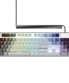 Alternative view of Геймърска клавиатура LORGAR Azar 514, Wired mechanical gaming keyboard, RGB backlight, 1680000 colour variations, 18 modes, keys number: 104, 50M clicks, linear dream switches, spring cable up to 3.4m, ABS plastic+metal, magnetic cover, 450*136*39mm,