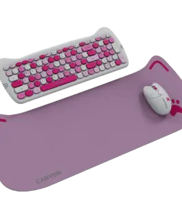 Alternative view of Клавиатура CANYON HSET-W6 EN Keyboard+Mouse Kitty Edition AAA+АА Wireless Pink