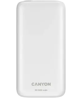 Външна батерия CANYON power bank PB-301 LED 30000 mAh PD 20W QC 3.0 White