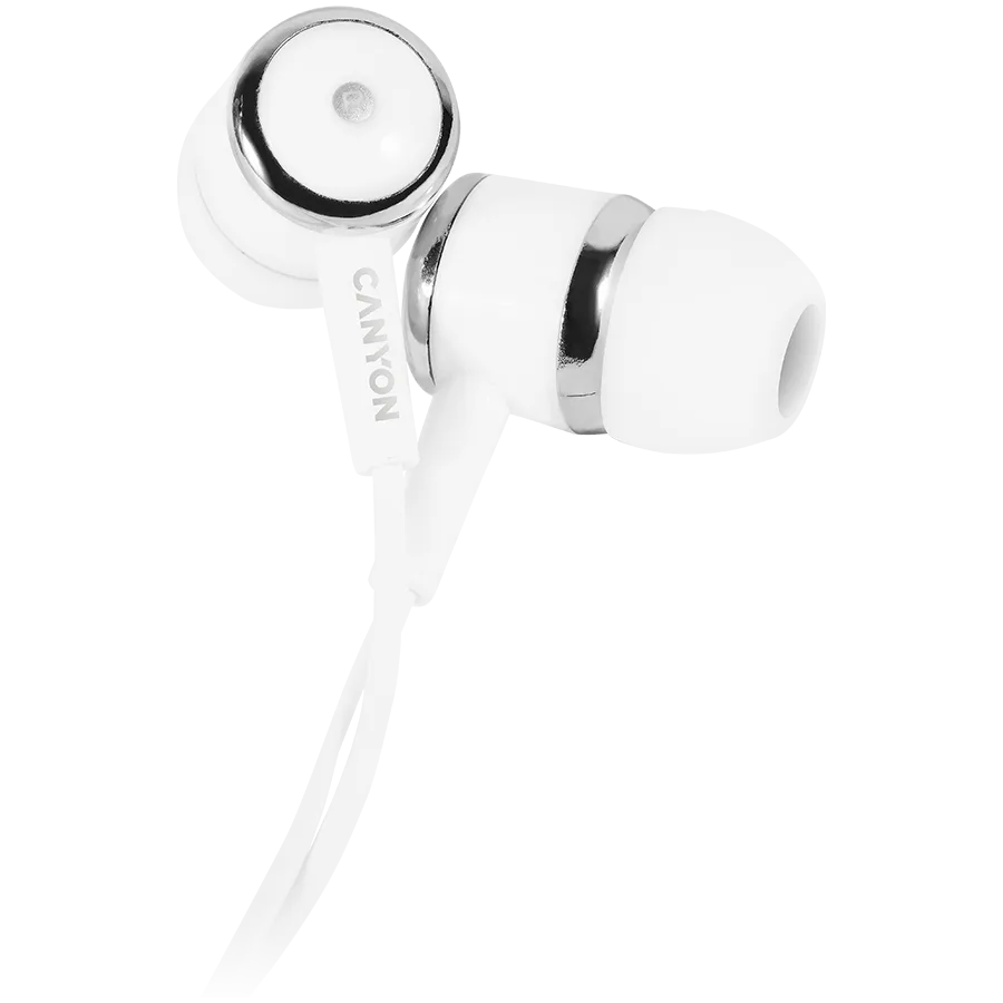 Слушалки CANYON Stereo earphones with microphone White