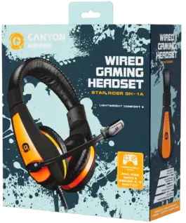 Alternative view of Геймърски слушалки CANYON Star Raider GH-1A, Gaming headset 3.5mm jack with adjustable microphone and volume control, with 2in1 3.5mm adapter, cable 2M, Black, 0.23kg