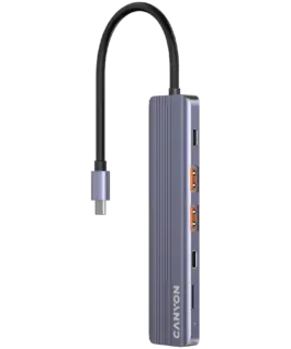 USB хъб CANYON hub DS-17 6in1 4k USB-C Grey