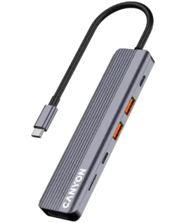 Alternative view of USB хъб CANYON hub DS-17 6in1 4k USB-C Grey