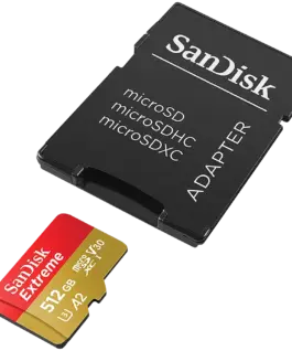 Карта памет SANDISK Extreme microSDXC 512GB + SD Adapter + 1 year RescuePRO Deluxe up to 190MB/s & 130MB/s Read/Write sp