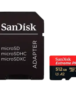 Карта памет SANDISK Extreme PRO microSDXC 512GB + SD Adapter + 2 years RescuePRO Deluxe up to 200MB/s & 140MB/s Read/Wri