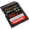 Карта памет SANDISK Extreme PRO 512GB SDXC Memory Card + 2 years RescuePRO Deluxe up to 200MB/s & 140MB/s Read/Write spe