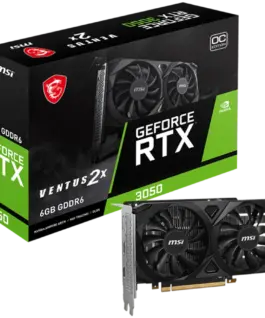 Видео карта MSI Video Card Nvidia GeForce RTX 3050 VENTUS 2X E 6G OC 6GB GDDR6 96bit Boost: 1492 MHz 2304 CUDA Cores PCI