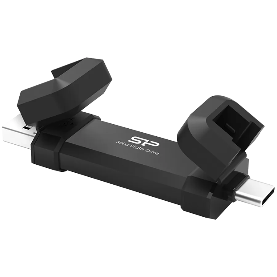 Външен SSD диск Silicon Power 500GB DS72 Dual USB-C/USB 3.2 Gen 2, Portable External SSD, Steam Deck and iPhone 15 Pro, R/W: up to 1050MB/s; 850MB/s, Black - Image 2