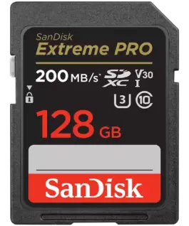 Карта памет SANDISK Extreme PRO 128GB SDXC Memory Card + 2 years RescuePRO Deluxe up to 200MB/s & 90MB/s Read/Write spee