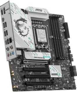 Alternative view of Дънна платка MSI PRO B860M GAMING PLUS WIFI, mATX, LGA 1851, 4x DDR5 Dual Channel DDR5 up to 8600(OC)MHz, 4x PCIe x16 slot, 3x M.2 slot, 2x USB 2.0, 2x USB 5Gbps, 1x USB 10Gbps, 1x USB 5Gbps Type-C, HDMI, DP, 7.1 HD Audio, 5G LAN, WiFi, BT, 3Y