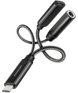 Звукова карта AXAGON ADA-HCPD USB-C to 3.5mm jack - Hi-Res DAC audio adapter 384kHz/32bit PD 60W