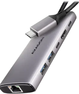 USB хъб AXAGON HMC-6G2L 2x USB-A 10Gbps 1x USB-C 10Gbps 4K/60Hz HDMI RJ-45 USB 3.2 Gen 2 hub PD 100W 15cm USB-C