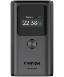 Външна батерия CANYON power bank OnPower 130 TFT 10000 mAh PD30W Dark Grey