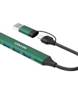 USB хъб CANYON hub DS-02 4in1 USB-A/C Green