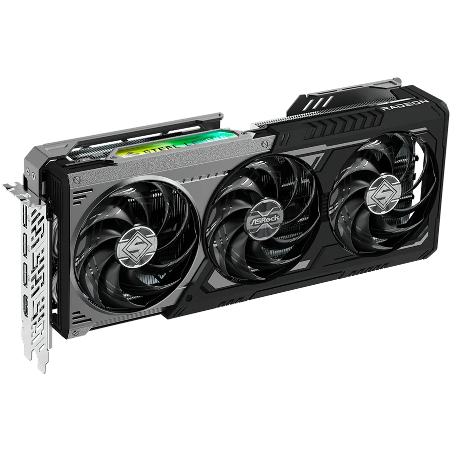 Видео карта ASROCK Video Card AMD Radeon RX 9070 XT Steel Legend Dark 16GB GDDR6 256-bit HDMI 3x DP - Image 2
