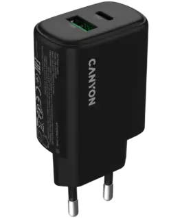 Зарядно за мобилен телефон CANYON charger OnCharge 250 25W 1xPD 1xQC EU