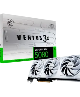 Видео карта MSI Video Card Nvidia GeForce RTX 5080 16G VENTUS 3X OC WHITE 16GB GDDR7 256bit Effective Memory Clock: 3000