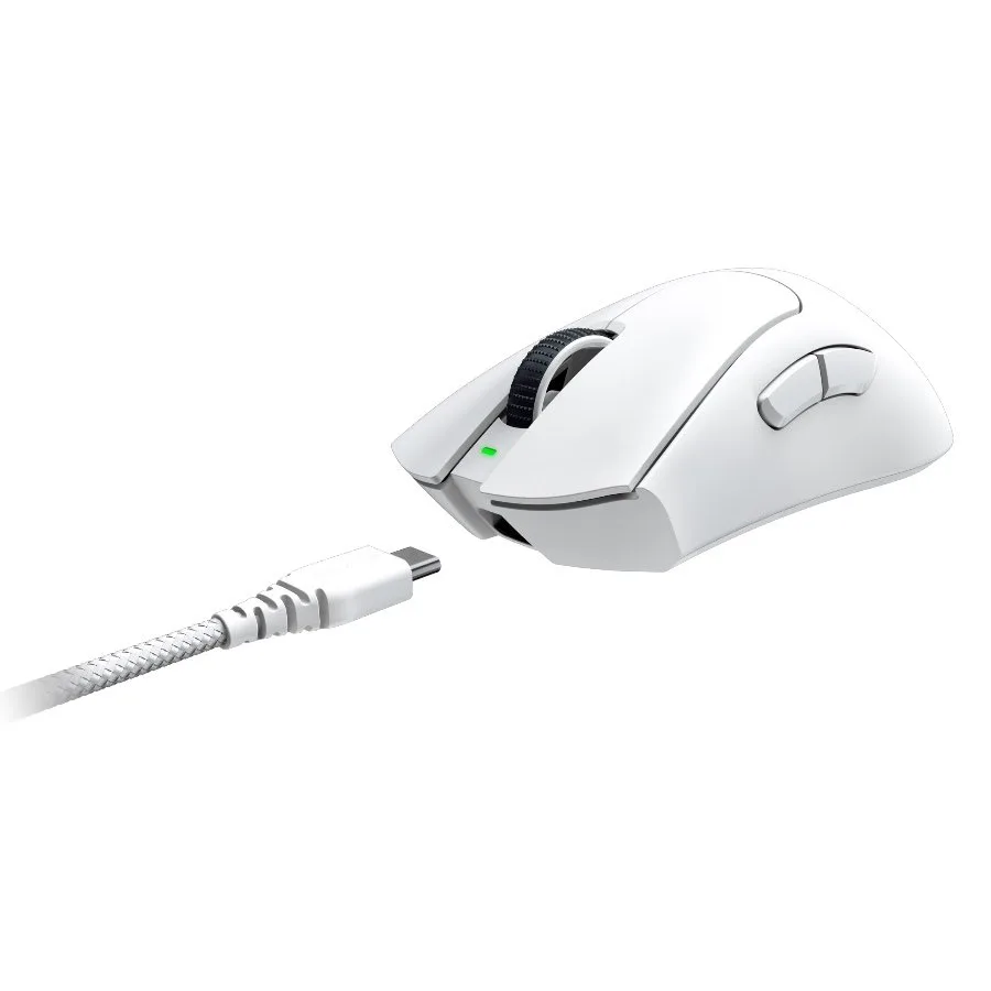 Геймърска мишка Razer DeathAdder V3 Pro - White Edition, Ergonomic Wireless Gaming Mouse, Speedflex Charging Cable USB Type C, 30000DPI, Optical Mouse Switches Gen-3, 63 g, Focus Pro 30K Optical Sensor - Image 5