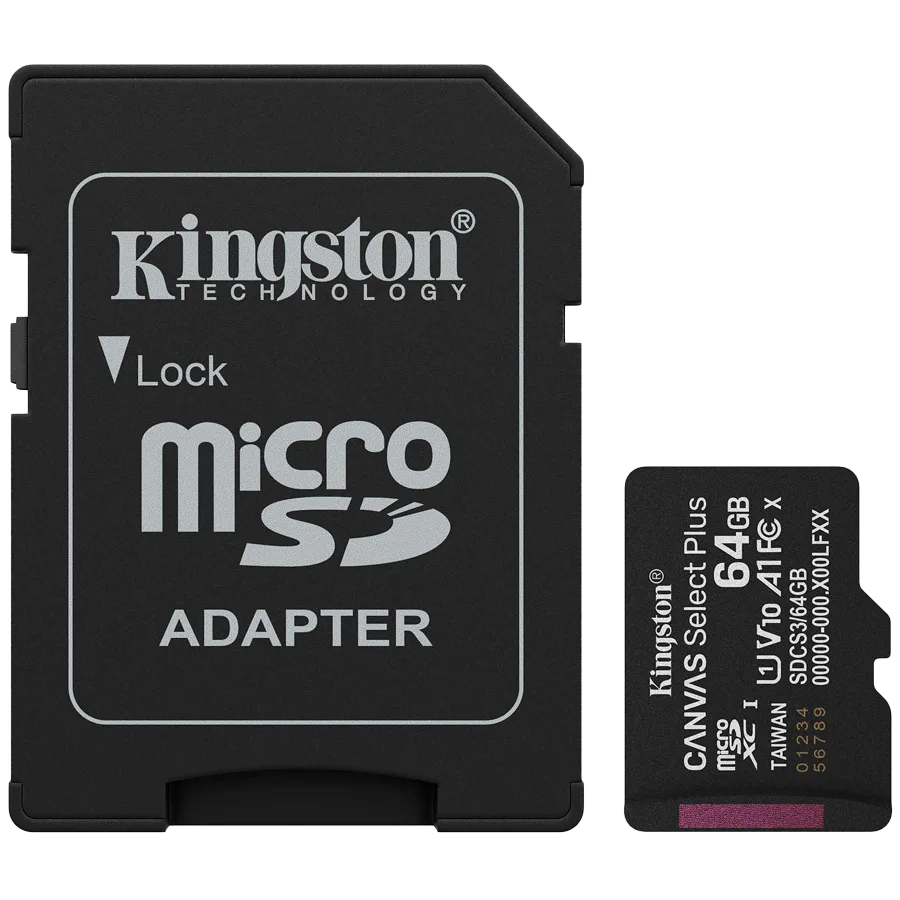 Карта памет Kingston 64GB microSDXC Canvas Select Plus Gen3 100MB/s A1 Card + Adapter