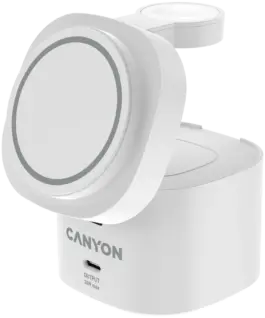 Alternative view of Зарядно за мобилен телефон Canyon 4 in 1 Wireless Charging Stand, 30W max, Size: 70x70x70.3mm, weight: 414g, with 65W charger and 1M cable, white