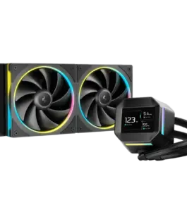 Охладител за процесор Охладител DeepCool LM240 240mm CPU Liquid Cooler 2.4" LCD screen 2x120mm FL12 SE ARGB PWM Fans Flu