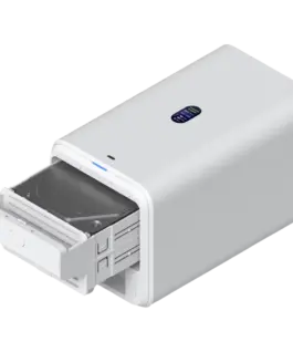 Alternative view of Мрежов сторидж Ubiquiti UniFi UNAS-2-W-EU Network Attached Storage with (2) 3.5inch HDD bays, 2.5 GbE networking, USB-C connectivity, and an included PoE++ adapter, all in a compact footprint