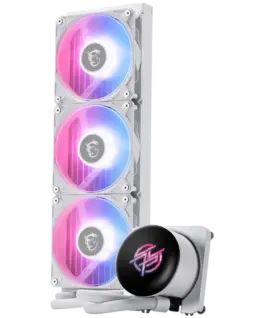 Alternative view of Охладител за процесор Охладител MSI MPG CORELIQUID P13 360 WHITE, 3x120mm Pre-installed CycloBlade 9 ARGB Daisy Chain Fans, 2.1-inch LCD screen, Copper Base, UNI BRACKET, Intel LGA 1700/1851, AMD AM5/AM4, 5Y Warranty